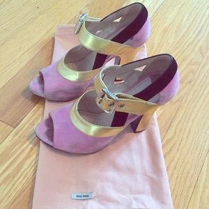 Miu Miu Pink/Gold/Black Heels 38 1/2